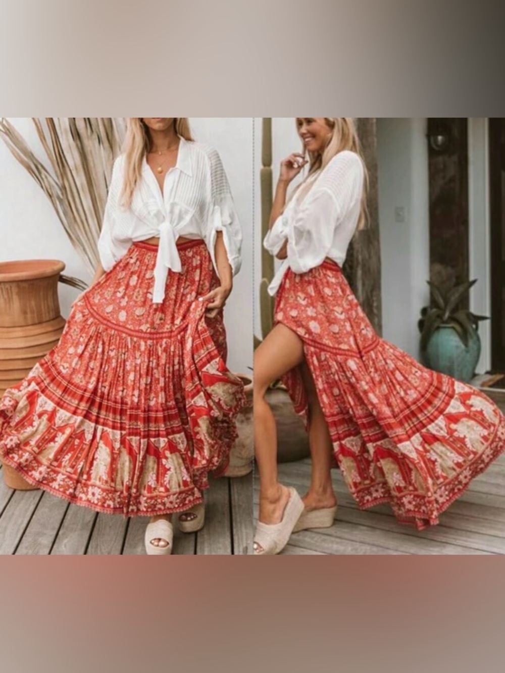 Spell & The Gypsy Collective Poinciana Maxi Skirt in Cherry NWT - Picture 2 of 7